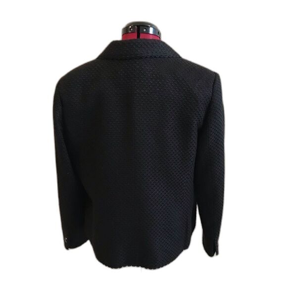 JM Collection Blazer Women's Size 12 Black Lace Trim Long Sleeve Button Pockets - Picture 4 of 11